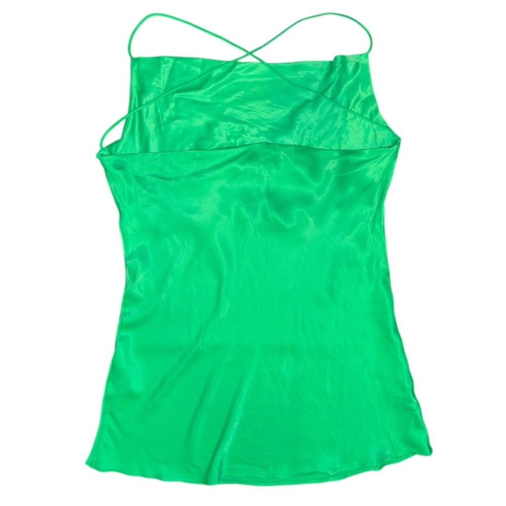 Zara Green Slip Mini Dress With Cross Back - Picture 7 of 12